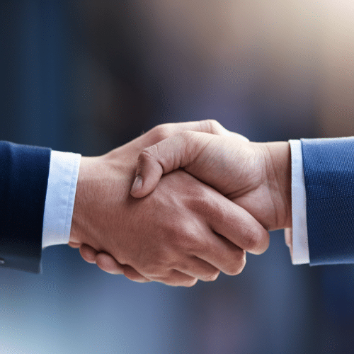 Shaking hands and establishing partnership
